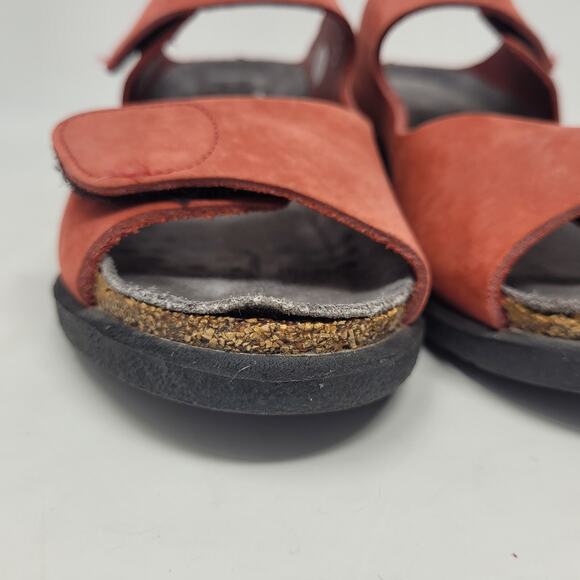 Cool Mephisto Sandals EU37 US7 Red Nubuck Clogs Slides Straps Slip On Comfort - Picture 14 of 15